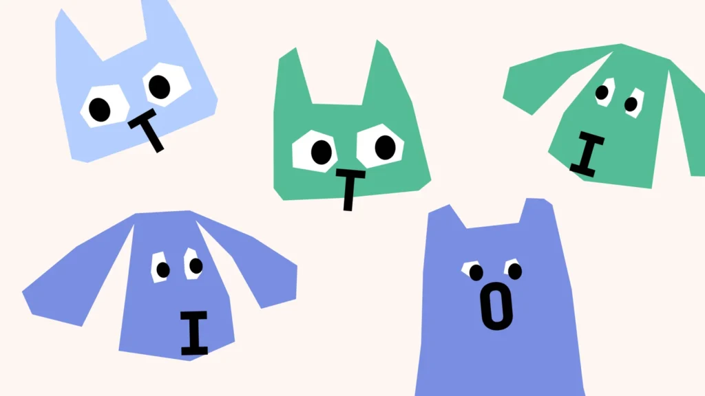 Set vystrihnutých ilustrácií zvieratiek TEOSKIN — mačky, psíka a medvedíka — v pastelovej modrej a zelenej